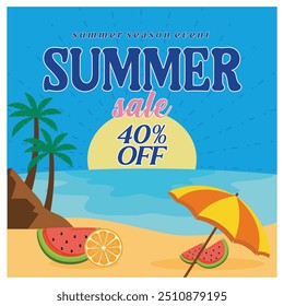  summer shopping event. Flat vector modern illustration 
