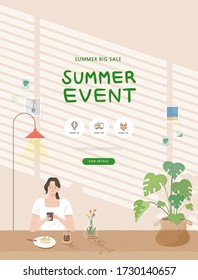 summer shopping event illustration. Banner
