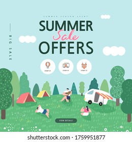 Summer Shopping Event Illustration. Banner