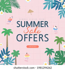 Summer Shopping Event Illustration. Banner
