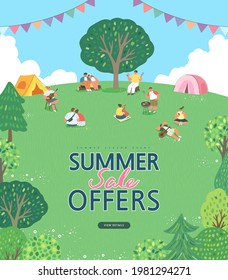 Summer Shopping Event Illustration. Banner
