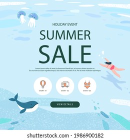 summer shopping event illustration. Banner
