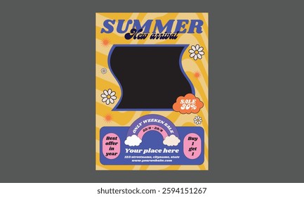 Summer shopping Flyer. Colorful Summer sale layout poster banner background.