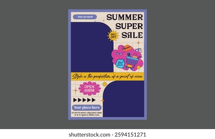Summer shopping Flyer. Colorful Summer sale layout poster banner background.