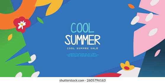 summer shopping horizontal banner illustration