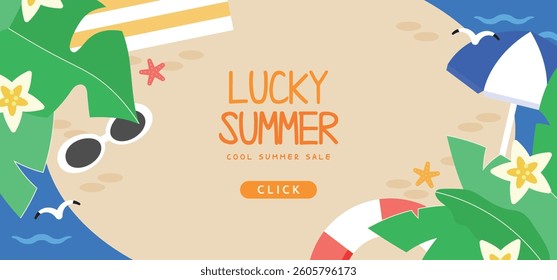 summer shopping horizontal banner illustration