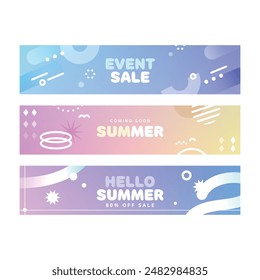 Summer Shopping Horizontal Banner Set Illustration