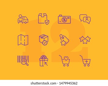 Summer shopping icon set. Online store concept. Vector illustration can be used for topics like marketing, delivery service, internet shopping
