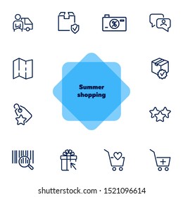 Summer shopping icon set. Online store concept. Vector illustration can be used for topics like marketing, delivery service, internet shopping