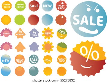 summer shopping stickers. vector