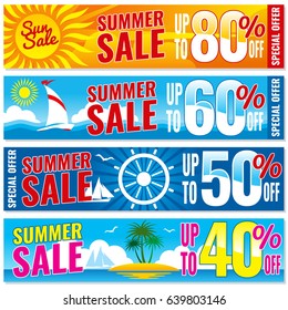 Summer shopping vector banners set. Hot price concept template
