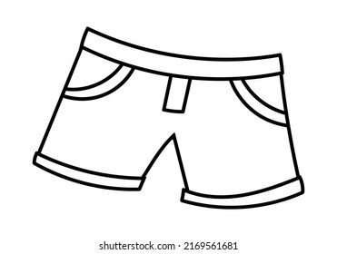Summer shorts front view hand drawn outline vector illustration. Isolated on white background