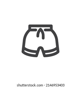 Summer shorts line icon. linear style sign for mobile concept and web design. Swimming trunks outline vector icon. Symbol, logo illustration. Vector graphics
