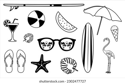 Conjunto de silueta de verano para cualquier propósito de diseño