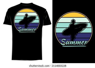 Summer silhouette t shirt mockup retro vintage