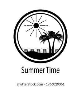 summer silhoute landscape with coconut trees in the afternoon