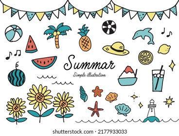 Summer simple loose hand-drawn illustrations