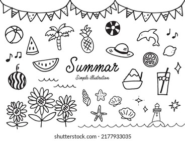 Summer simple loose hand-drawn illustrations