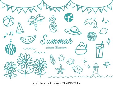 Summer simple loose hand-drawn illustrations