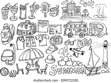 summer, sketch doodle