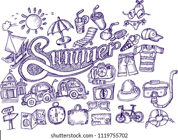 summer, sketch doodle