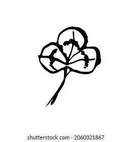 Summer sketch outline clover leaf. Hand-drawn line texture herb on white background. Doodle graphic plant. Nature, forest, St.Patricks Day sign. Carved inked leaf. Vector botanical season illustration