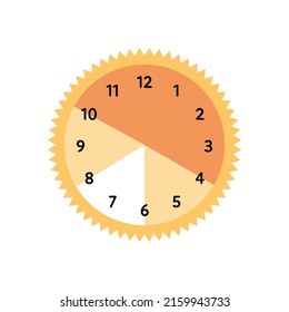 Summer skin care and sunscreen protection concept. Vector flat healthcare illustration. Clock symbol with uv index isolated on white background.