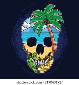 Summer Skull with Beach Nature Concept