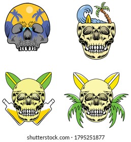 summer skull collection free vector