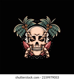 summer skull illustration vector design