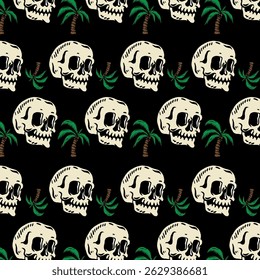 Summer skull and palm pattern design 