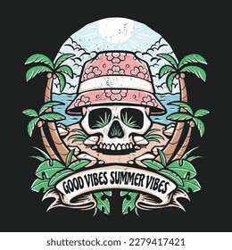 summer skull skeleton on beach