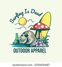 Summer skull vector illustration surfing skull