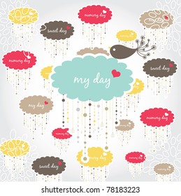 Summer sky background (label,card,sticker,invitation card, wrapping paper or wall paper)