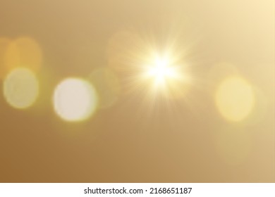 Summer sky background. Realistic vector sun surrounded by sun glare, on an orange background. light sun png.