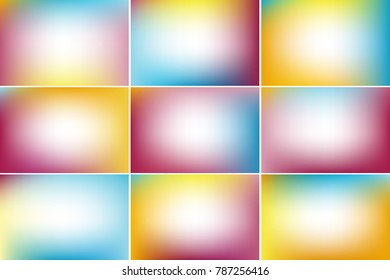 Summer sky banners. Blurred abstract vector backgrounds with copy space. Colorful gradient mesh collection.