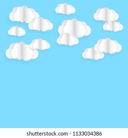 summer sky with cloud isolated with blue background