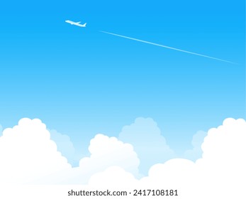 Summer sky and contrail frame background