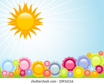 Summer sky and flowers
