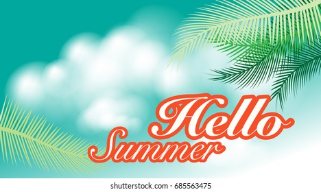 Summer sky illustration with text in Vector Design concept for banner, poster or background 