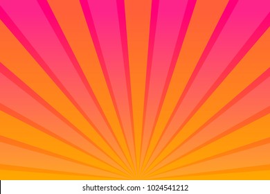 Summer sky with rays. Abstract background with sunrays, sun, sunbeams, beams, dawn, sunrise. Retro banner, flyer card Vector illustration
