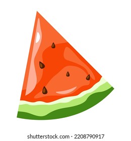 Summer slice of watermelon. Tropical cocktail, flamingo, Hawaiian flower, fruits, ice cream, watermelon isolated on white. Vector illustration
