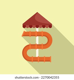 Summer slide tube icon flat vector. Water park. Vacation play