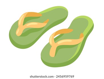 Summer slippers in flat design. Beach flip flop pair footwear model. Vector illustration isolated.