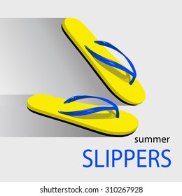 Summer slippers with soft shadow. Vector illustration.