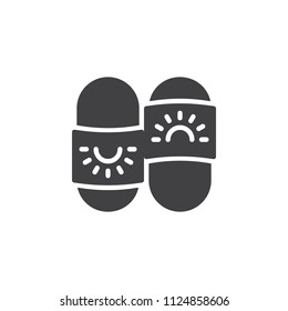 Summer slippers vector icon. filled flat sign for mobile concept and web design. Beach flip flops simple solid icon. Symbol, logo illustration. Pixel perfect vector graphics