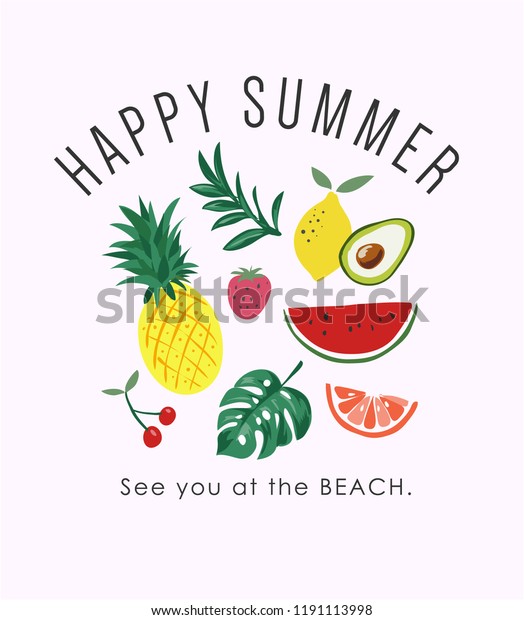 Summer Slogan Fruits Illustration Stock Vector (Royalty Free) 1191113998