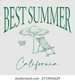 Letras de impresión de Vector gráfico de eslogan de verano para diseño de impresión de camiseta