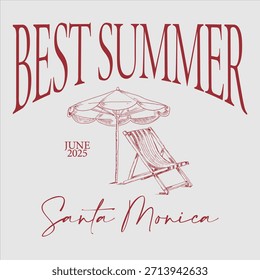Letras de impresión de Vector gráfico de eslogan de verano para diseño de impresión de camiseta