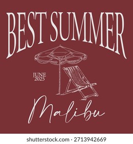 Letras de impresión de Vector gráfico de eslogan de verano para diseño de impresión de camiseta